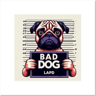 LAPD Pug Mugshot Posters and Art